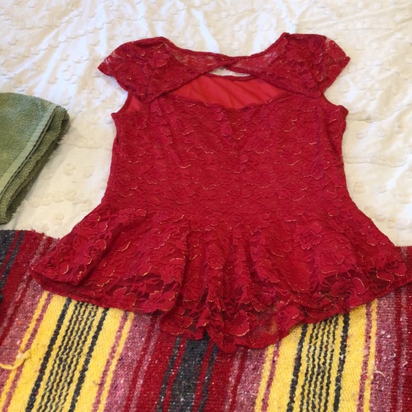 Red lace peplum blouse - Picture 3 of 12